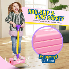 CUUGO LET'S GO CG pink pogo jumper in-action shot captures energetic play