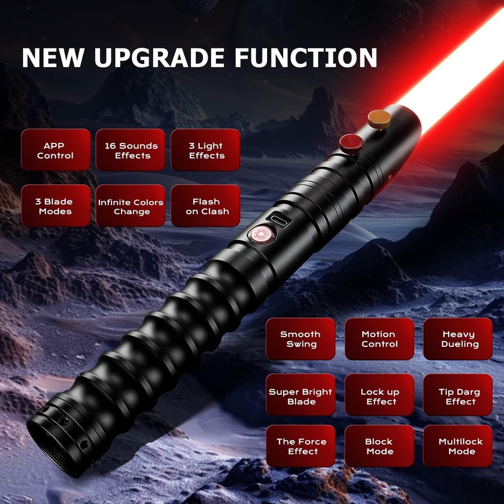 CVCBSER upgrade app lightsaber color-change LED modes ideal for cosplay scenes.