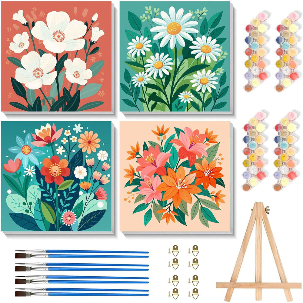 cviokrdu 4-pack paint by numbers with frame for kids, ready-to-hang decor.