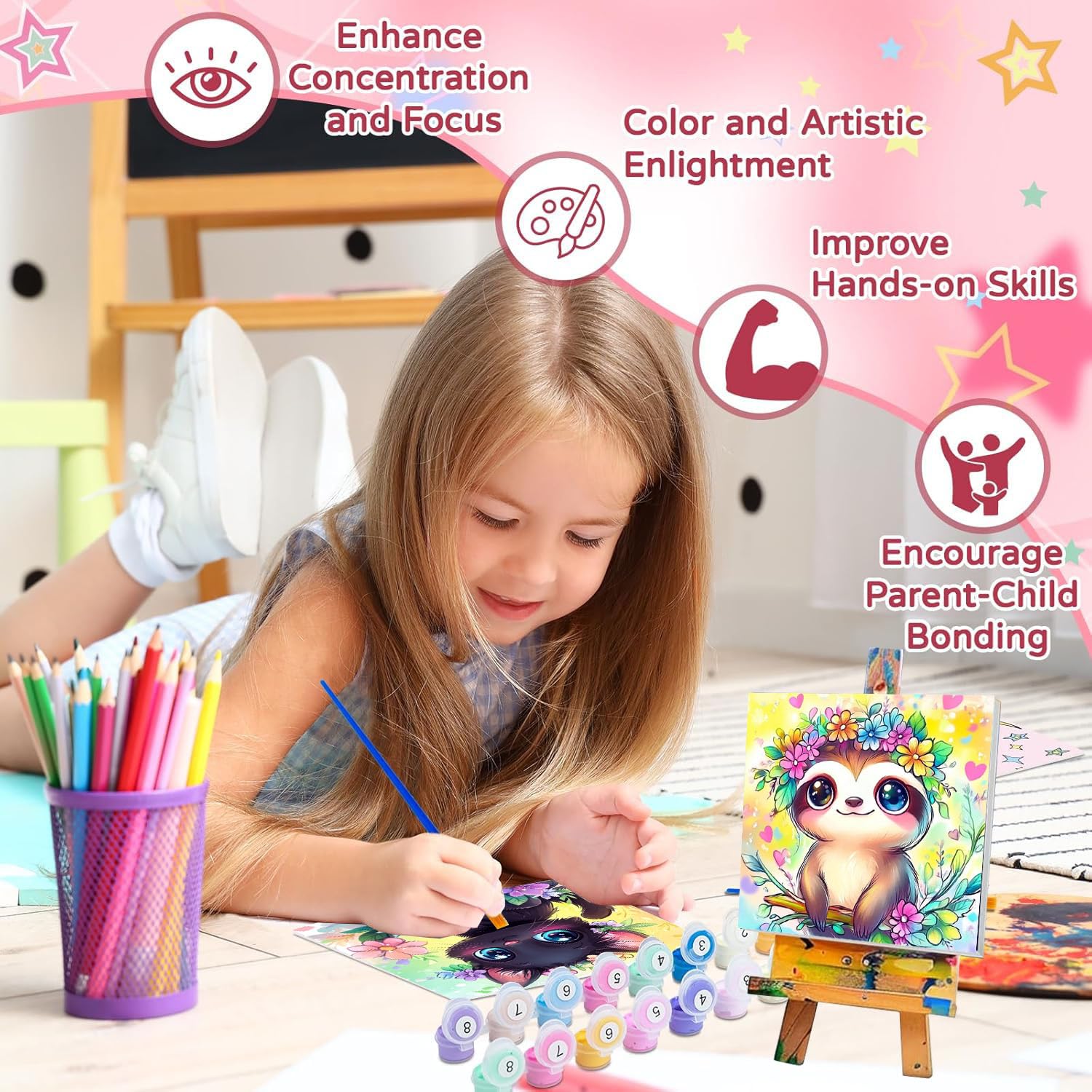 Cviokrdu zebra paint by numbers kit, colorful animal art for kids