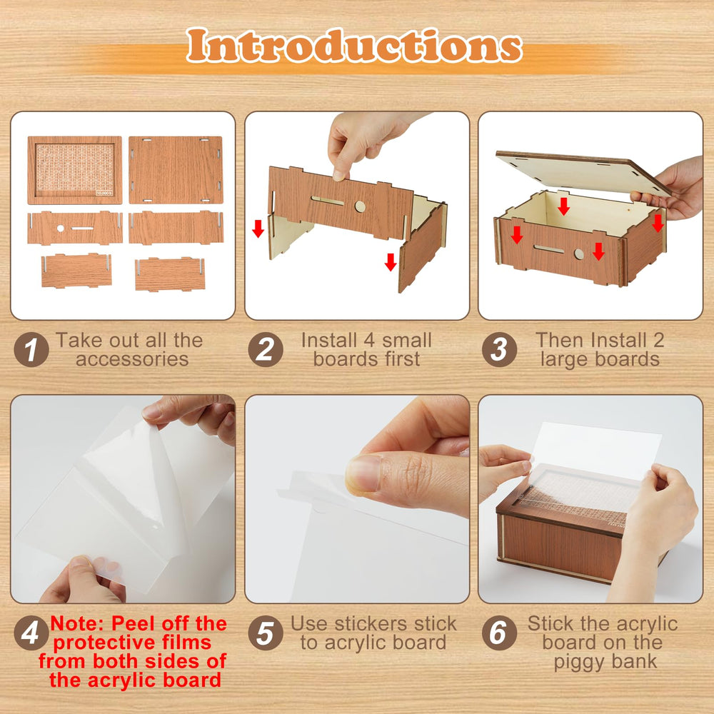 CVLDM wooden savings piggy bank emphasizes durable construction for long-lasting use.