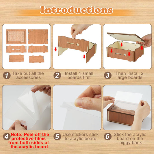 CVLDM wooden savings piggy bank emphasizes durable construction for long-lasting use.
