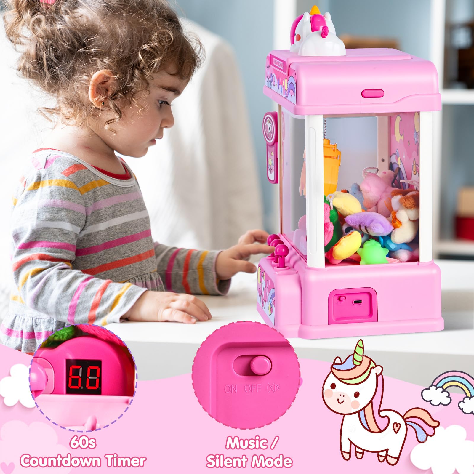 CWLAKON arcade-style claw machine with music for an authentic play vibe.