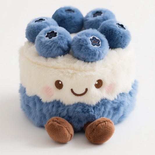 CWZY 8-inch birthday cake plush with a smiling face and blueberry sprinkles for cute decor