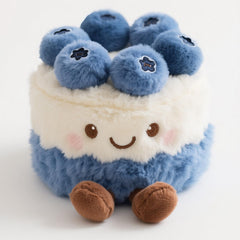 CWZY 8-inch birthday cake plush with a smiling face and blueberry sprinkles for cute decor
