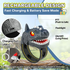 cxjoigxi dino walkie talkie with red eye light for night-time exploration