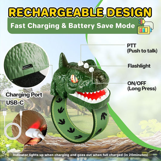 cxjoigxi dinosaur-wristband-walkie-talkie adjustable wristband frees hands for outdoor play