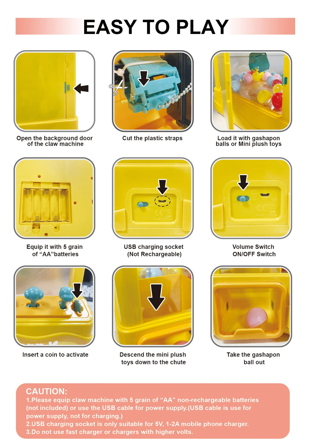 cxjoigxi prize loading backdoor simplifies refilling candy and toys