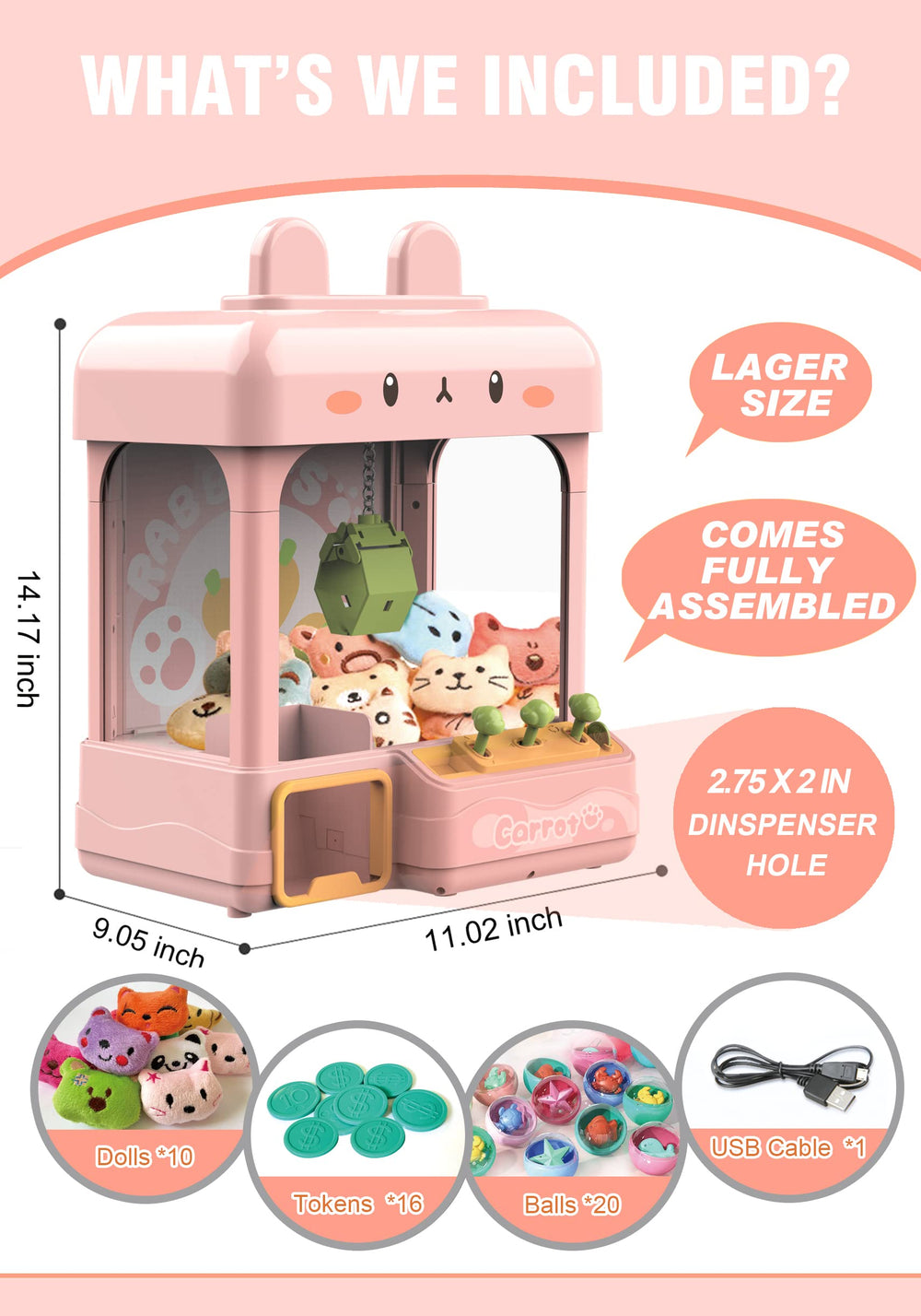 cxjoigxi tabletop claw machine loading area enables quick restocking of prizes