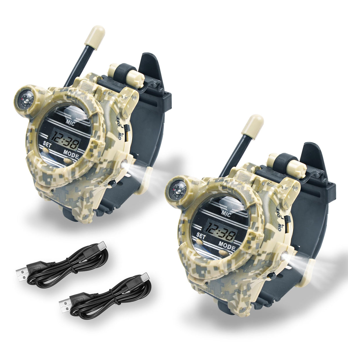 cxjoigxi walkie talkie watch camouflage front view for outdoor play