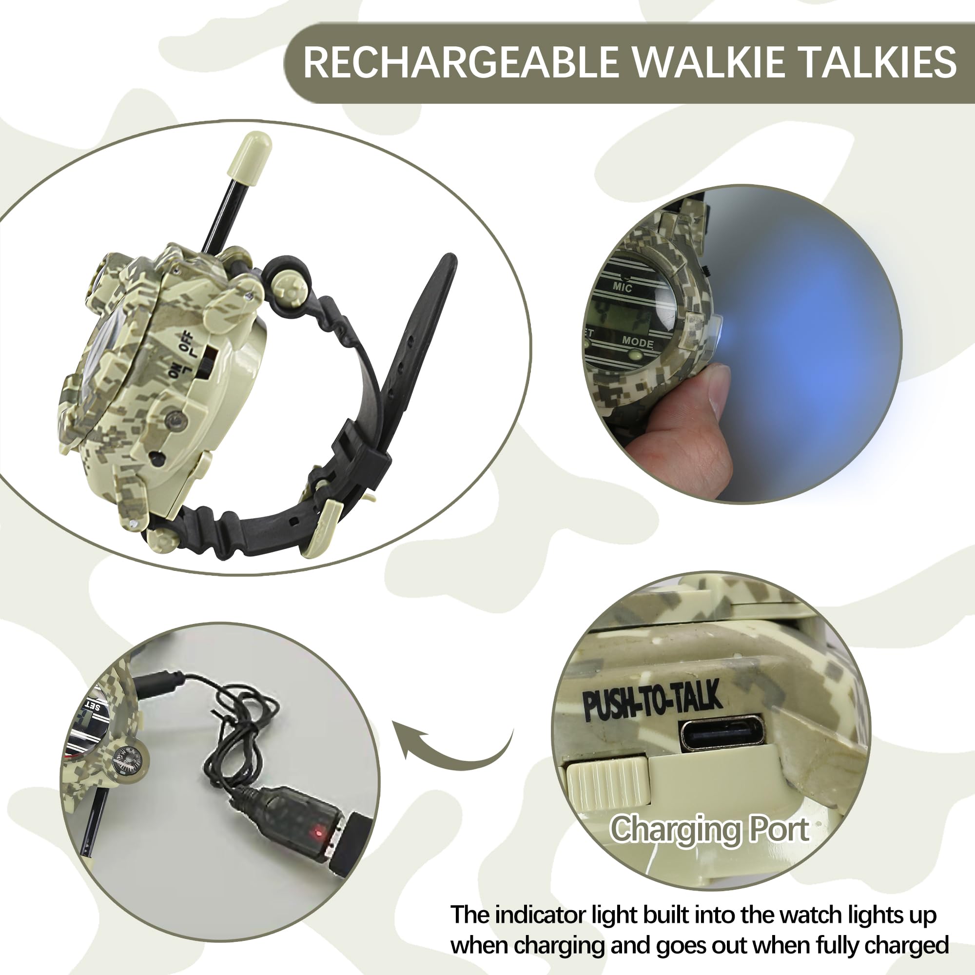 cxjoigxi walkie talkie watch display face shows time and controls