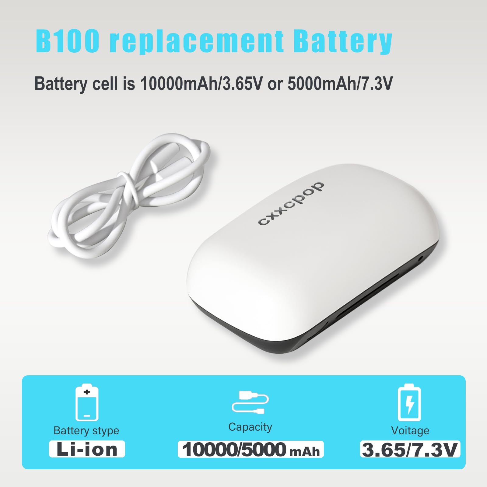cxxcpop 10000mah capacity – extended playtime for Quest3/3S headbands