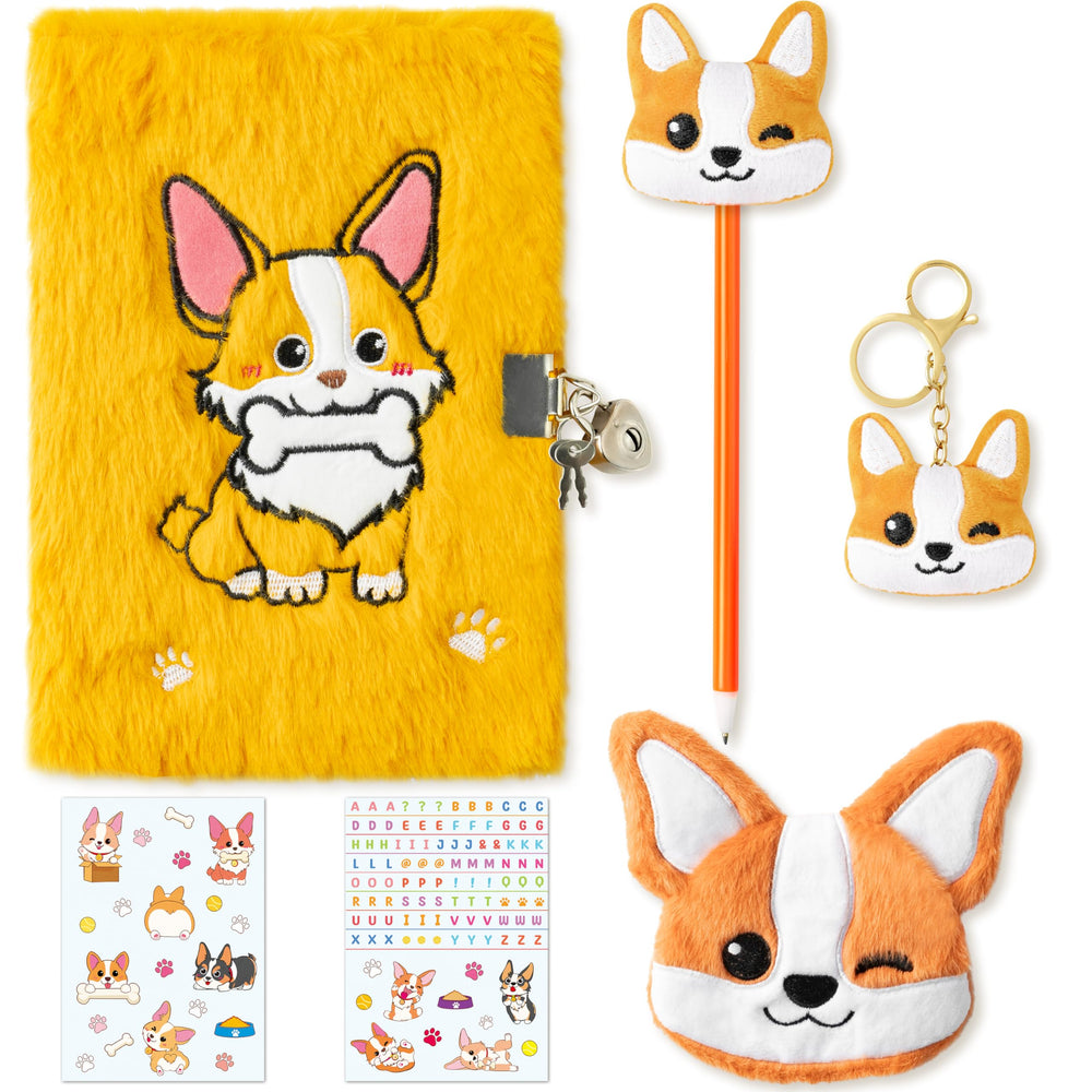 CY2SIDE corgi diary cover with plush texture for cozy journaling.