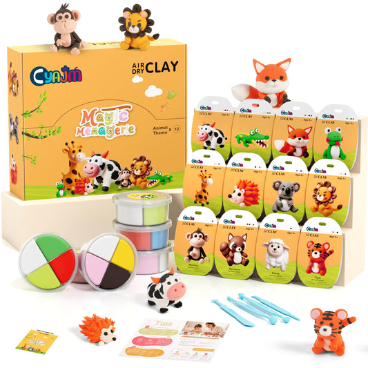 CyAJM air-dry clay kits with animal designs for creative family art time.