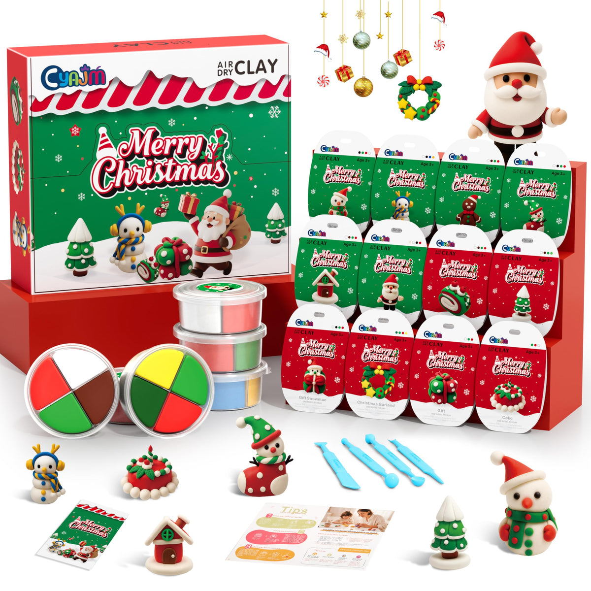 CyAJM Christmas modeling clay 12-pack box with vibrant colors for festive crafts