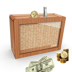 CYANLUX piggy bank brown front view shows the savings target