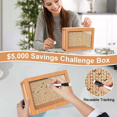 CYANLUX wooden savings box with smooth lid and edges
