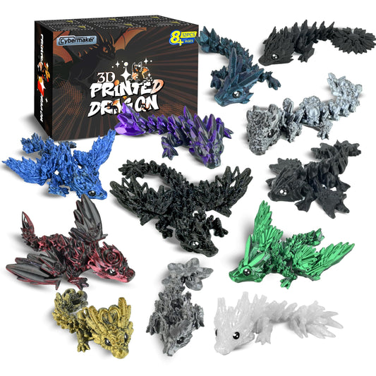 Cybermaker Crystal Dragon articulates in a dramatic desk pose for display and fidgeting.
