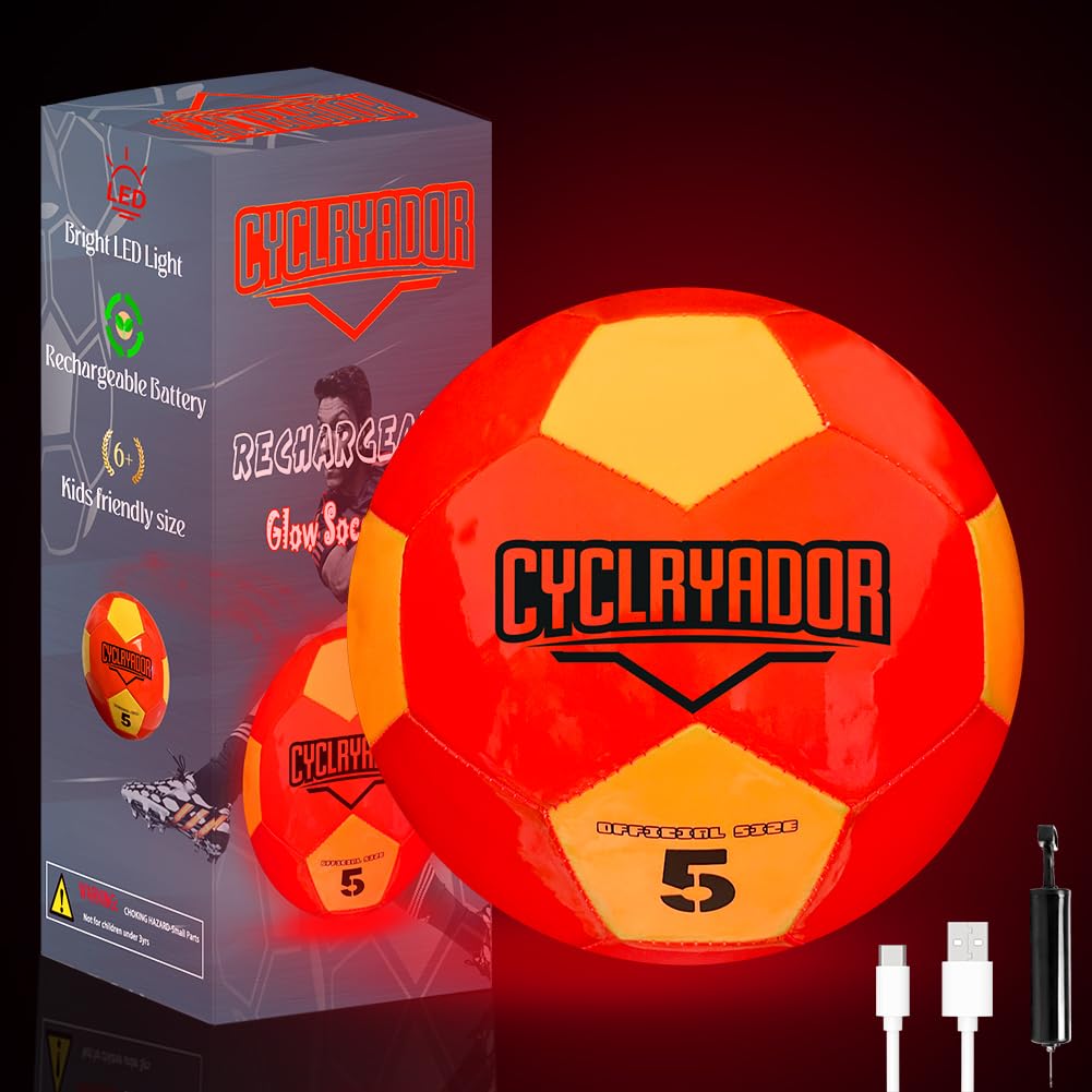 Cyclryador glow soccer ball size 5 glowing for night play