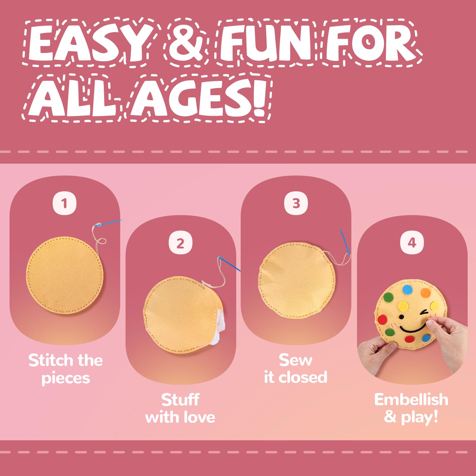Cymbana Kids Sewing Kit popsicle project with soft fabrics and safe tools.