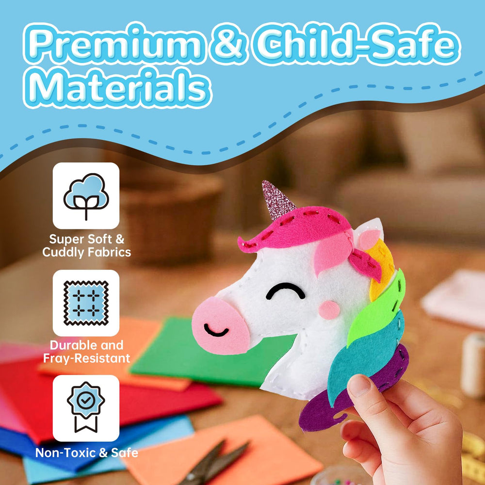 Cymbana Kids Sewing Kit rainbow project encourages color exploration and imagination.