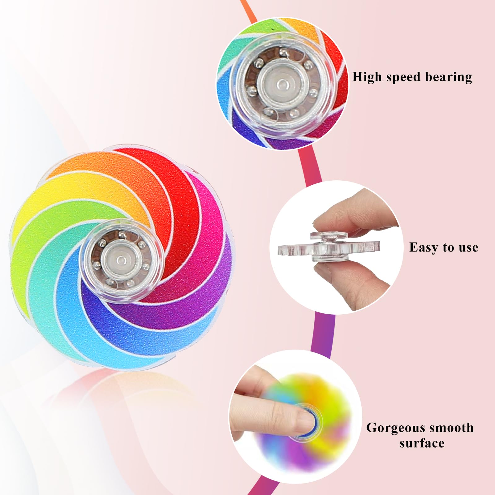 Cymeray spinner with metal bearings and durable acrylic for long-lasting use.