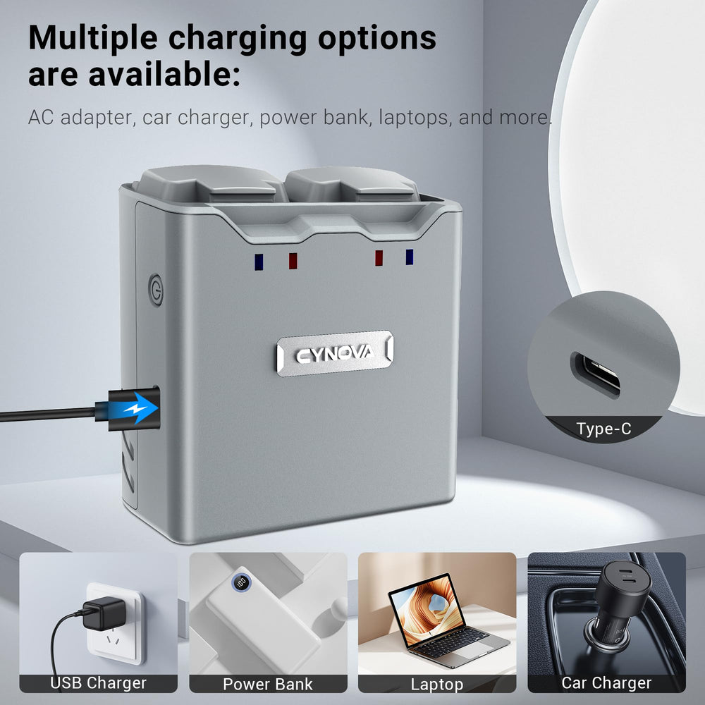CYNOVA DJI Mini 4K Battery Charger in-the-box includes USB-C cable.