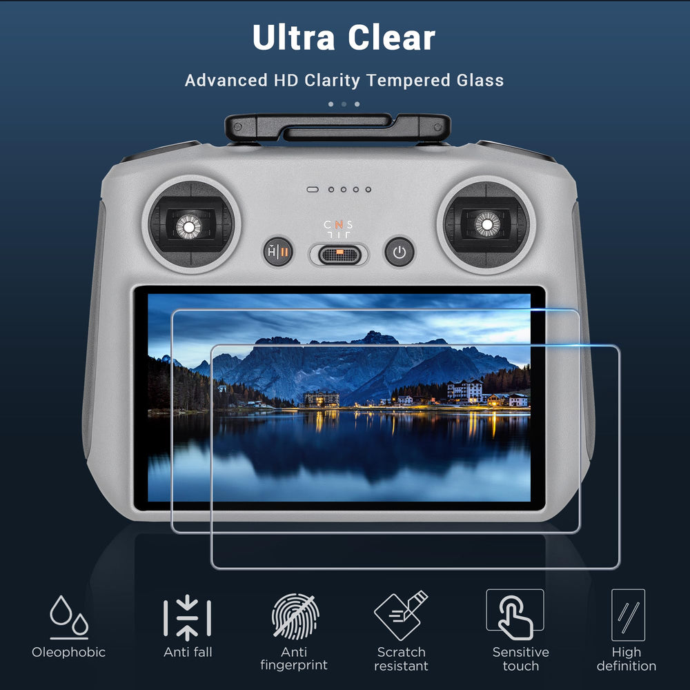 CYNOVA DJI RC2 screen protector with 2.5D arc corners guards edges from chips