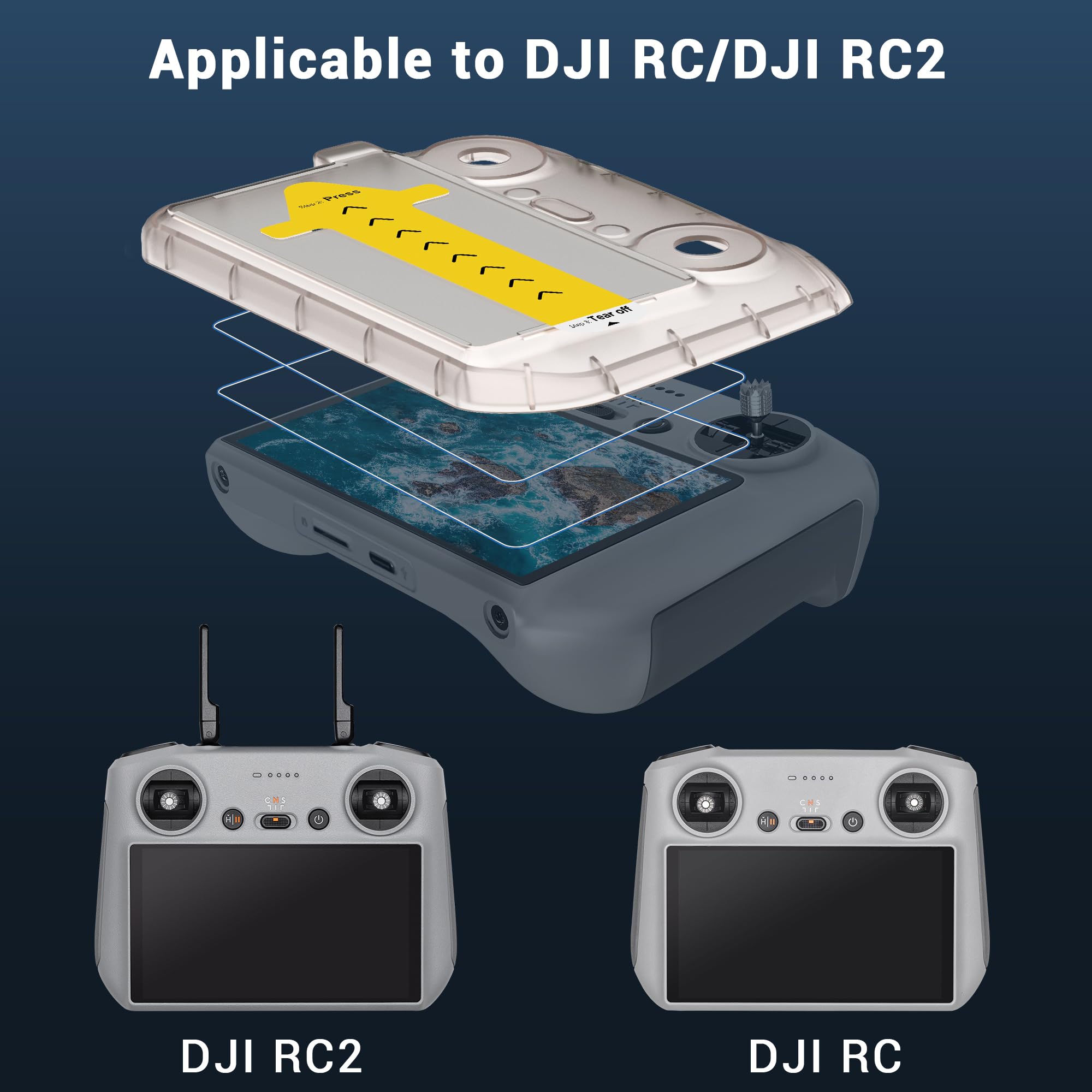 CYNOVA DJI RC2 screen protector with fingerprint-resistant coating reduces smudges