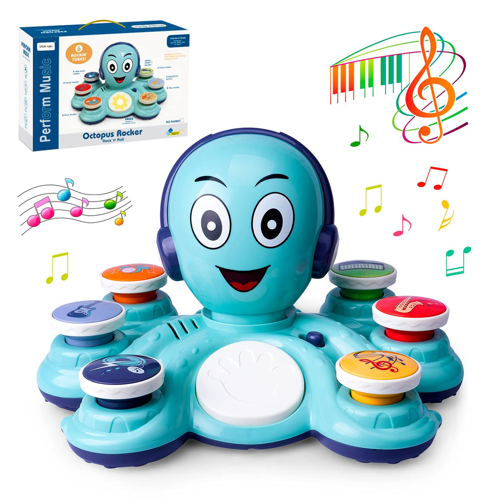CYURMJUN octopus music toy close-up of colorful buttons promoting rhythm awareness