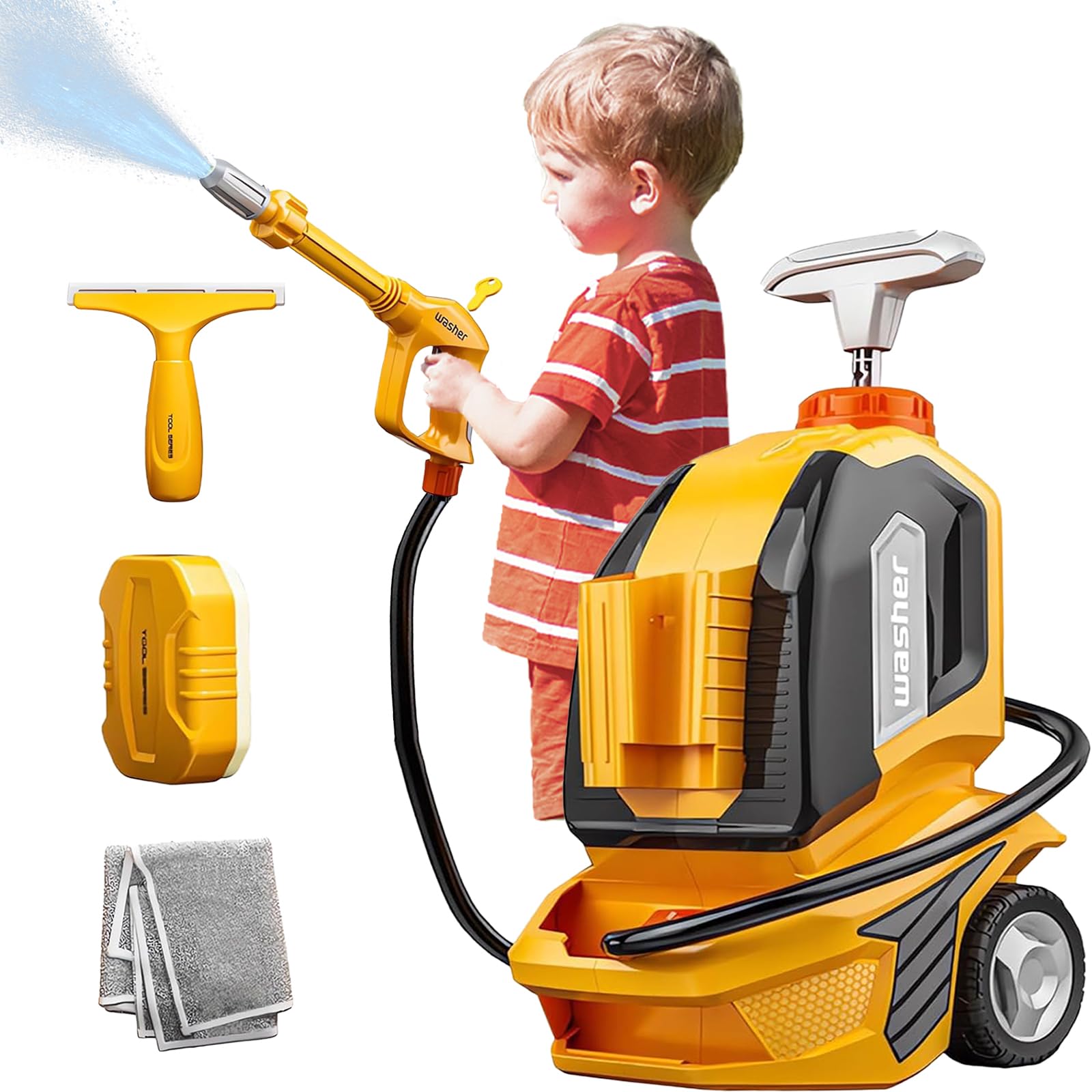 CZOALX Kids Clean Car Wash Set with wheels for easy mobile pretend play.