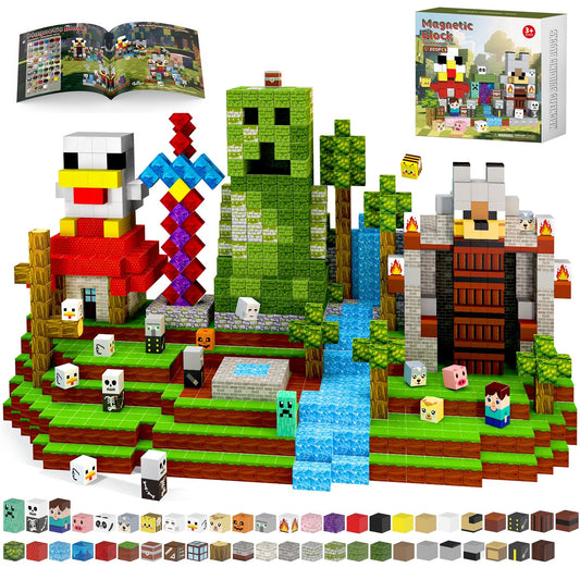 CZCUUDZ 200pcs magnetic blocks with duck for imaginative forest play.