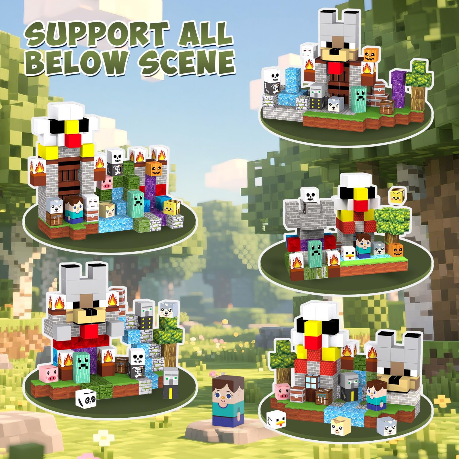 CZCUUDZ 200pcs magnetic blocks by river for collaborative forest scenes.