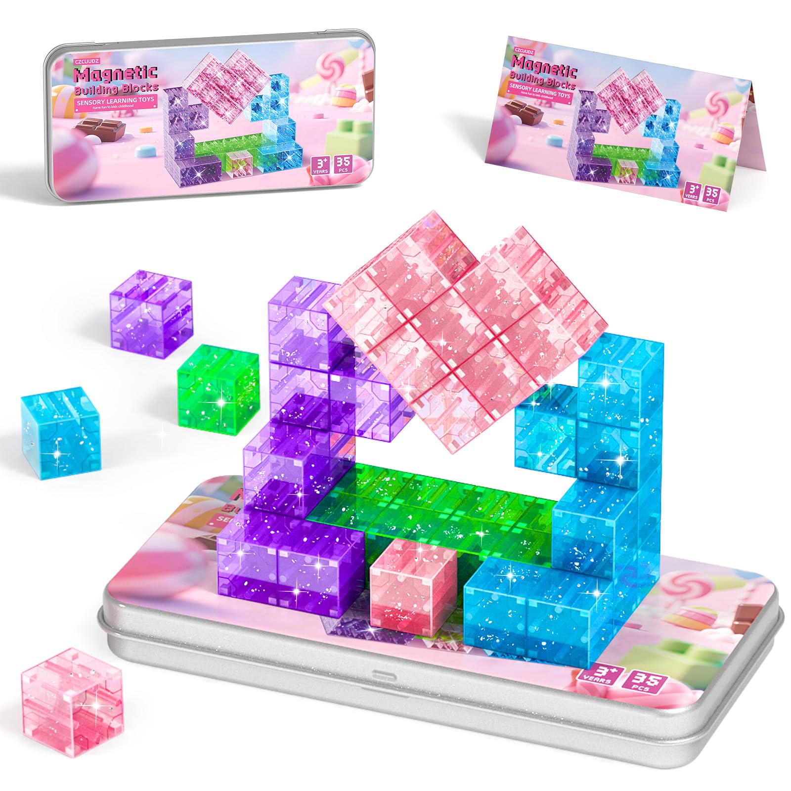 CZCUUDZ magnetic blocks travel box shown for portable, on-the-go play