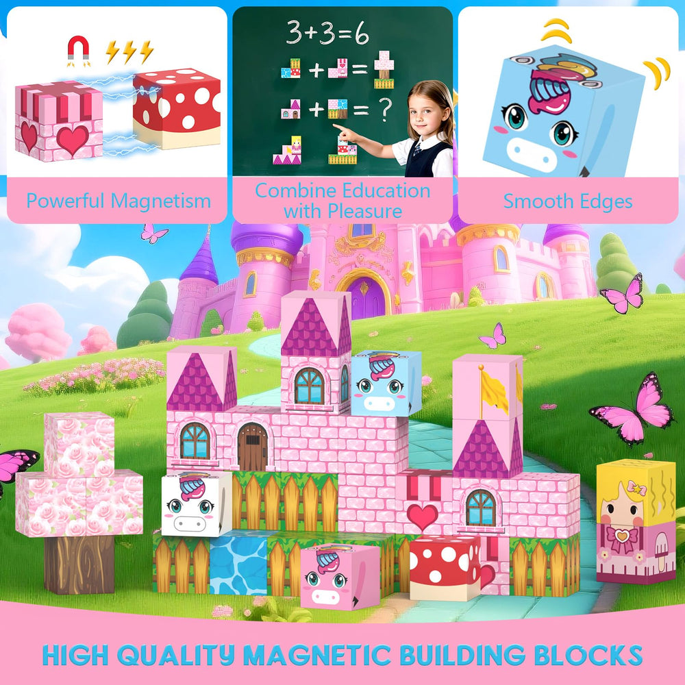 CZCUUDZ Mini Magnetic Blocks castle patterns spark imaginative construction play.
