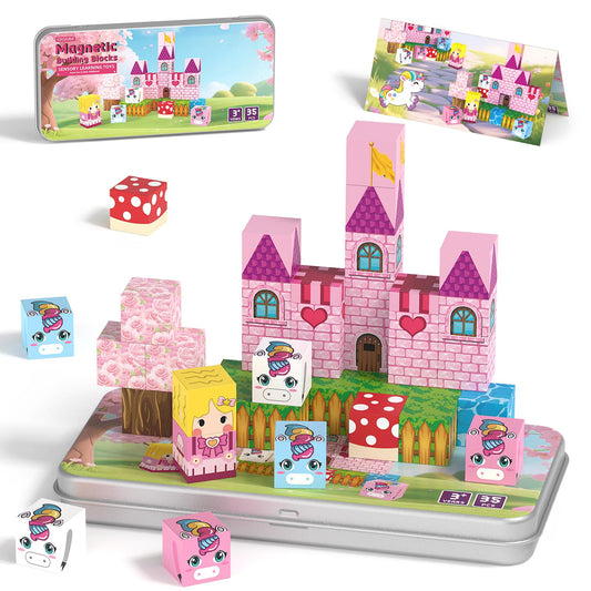 CZCUUDZ Mini Magnetic Blocks travel case enables on-the-go creative building for kids.