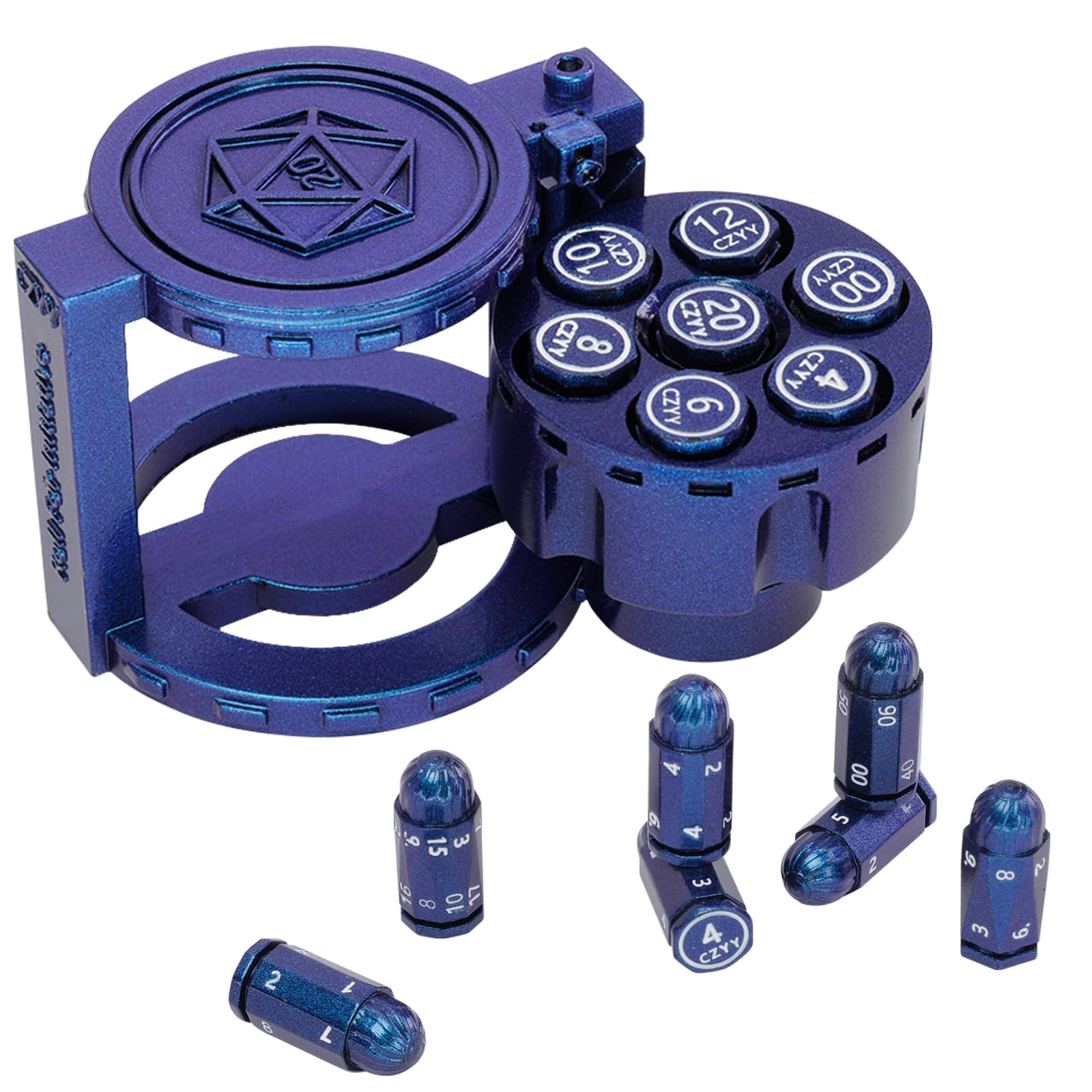 CZYY bullet D20 blue dice for cinematic D&D combat and quick damage checks.