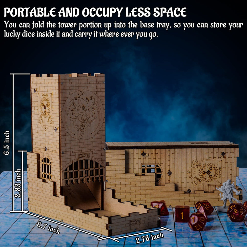 CZYY Castle Dice Tower tray interior for convenient dice storage during play.