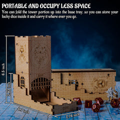 CZYY Castle Dice Tower tray interior for convenient dice storage during play.