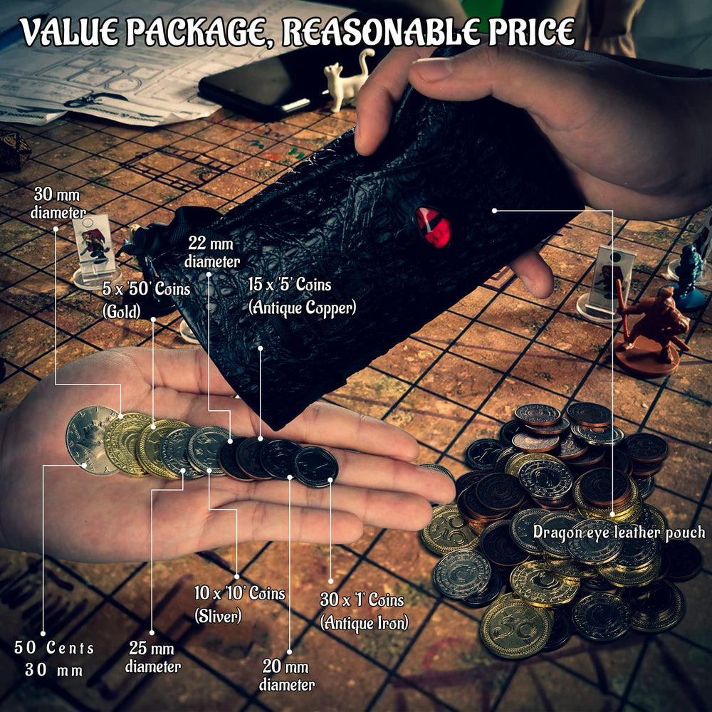CZYY DND metal coins used as LARP props and party treasures