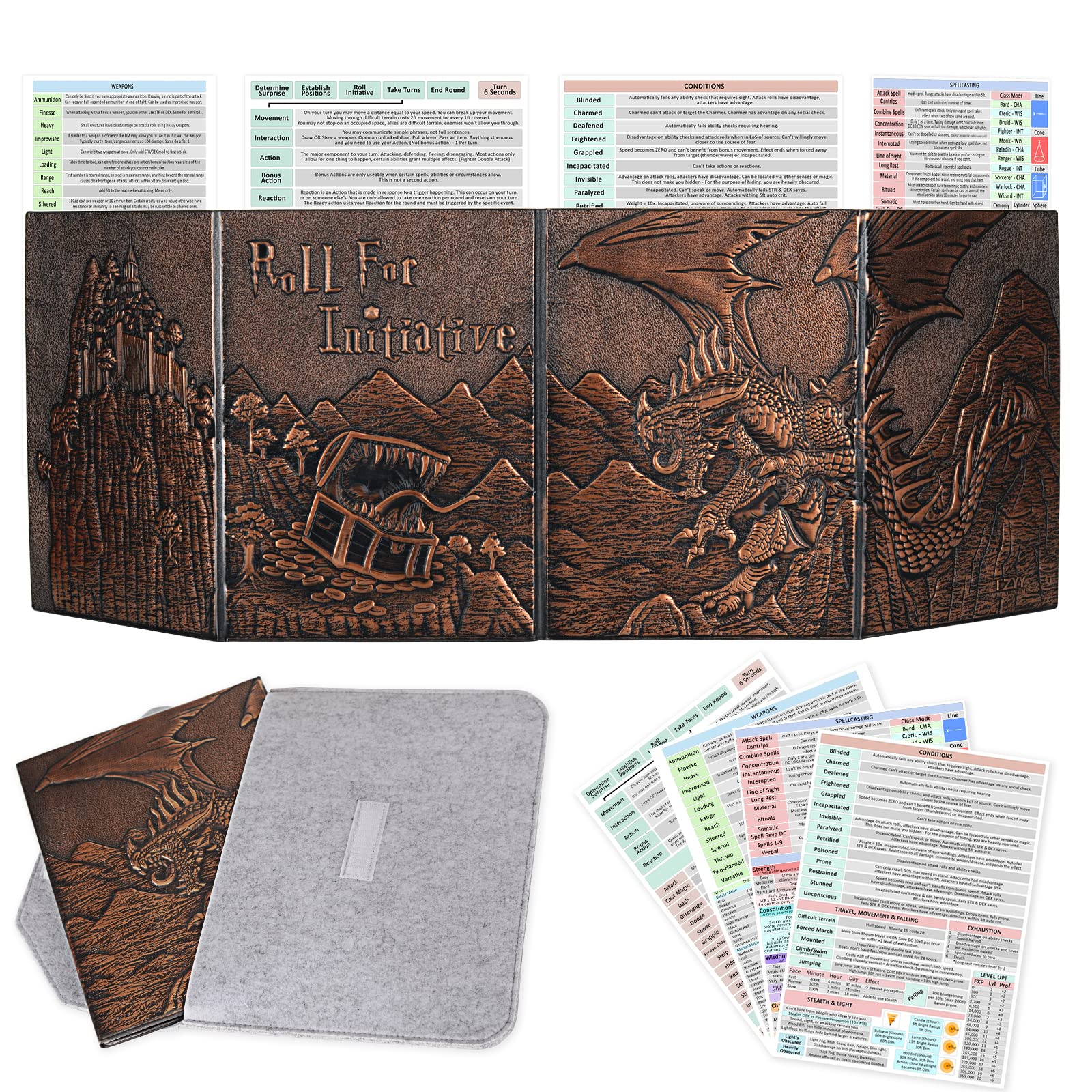 CZYY DND screen with dragon embossed cover for immersive sessions