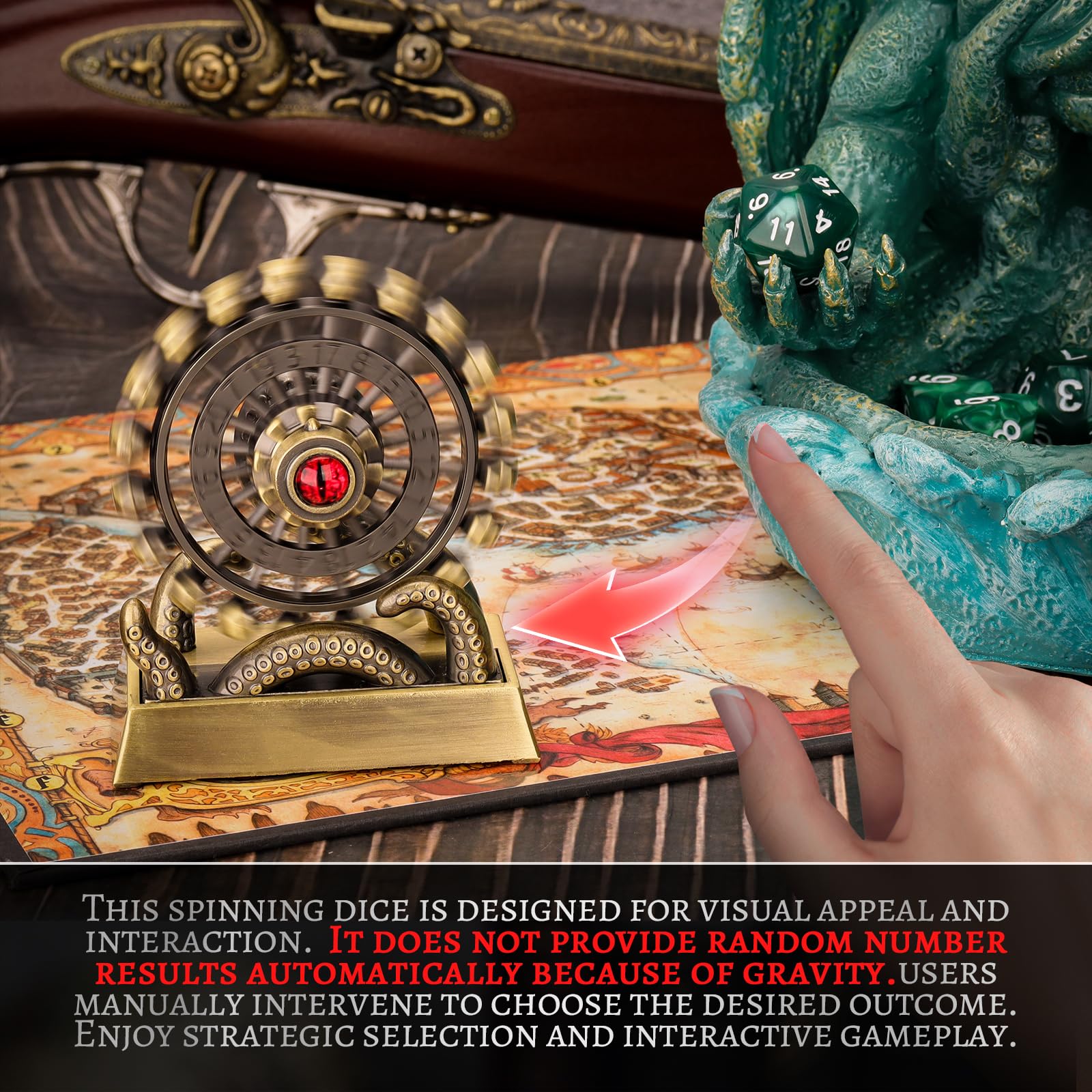 CZYY Ferris Wheel D20 bronze tabletop accessory with interactive number selection.