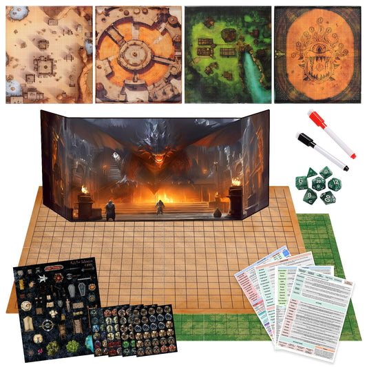 CZYY foldable battle mat with DM screen showing portable terrain for sessions.