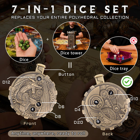 CZYY MinZerTRPG D4–D100 set in a single compact spinner for streamlined rolls.