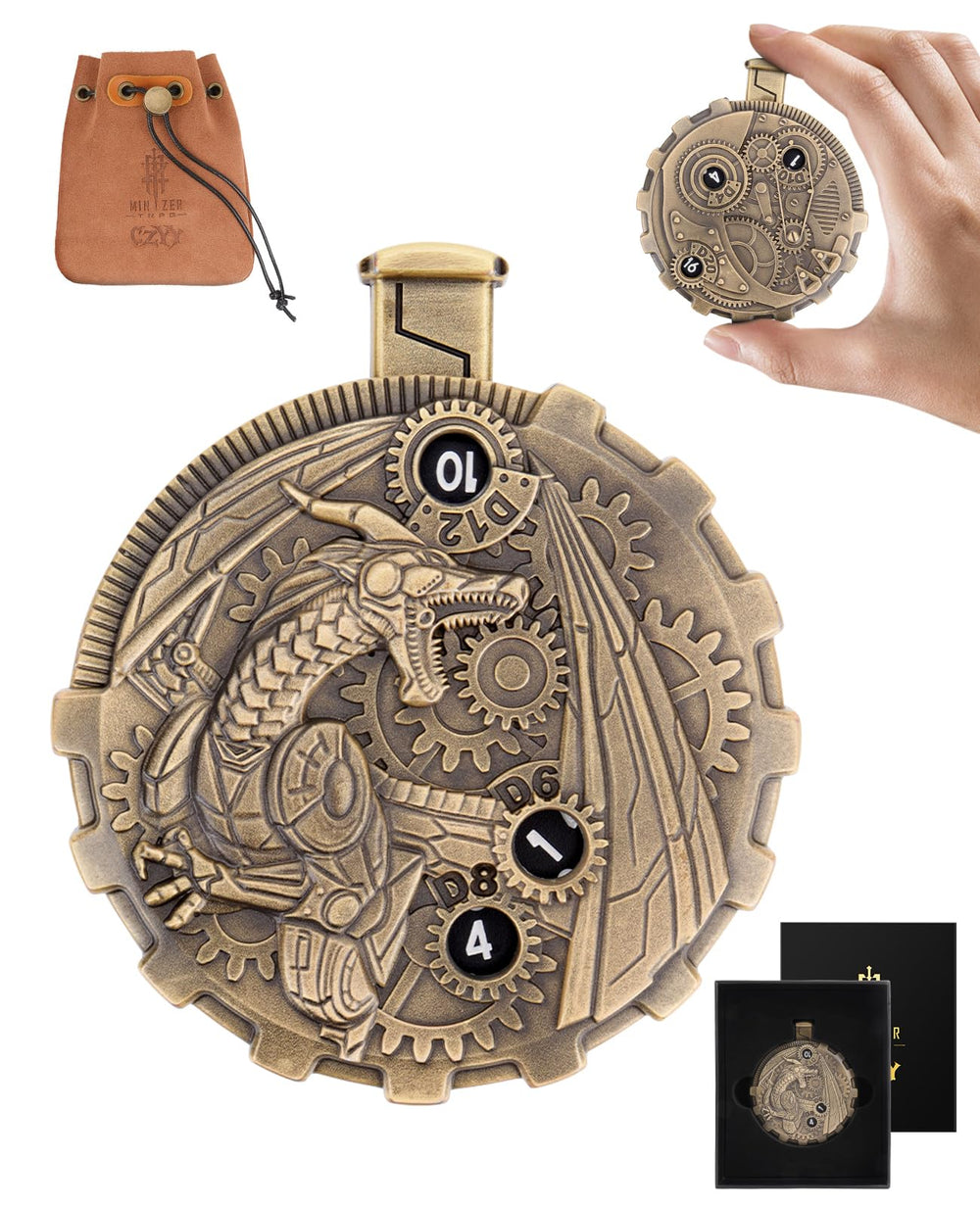 CZYY MinZerTRPG steampunk dragon spinner with visible gears enhances immersive table play.