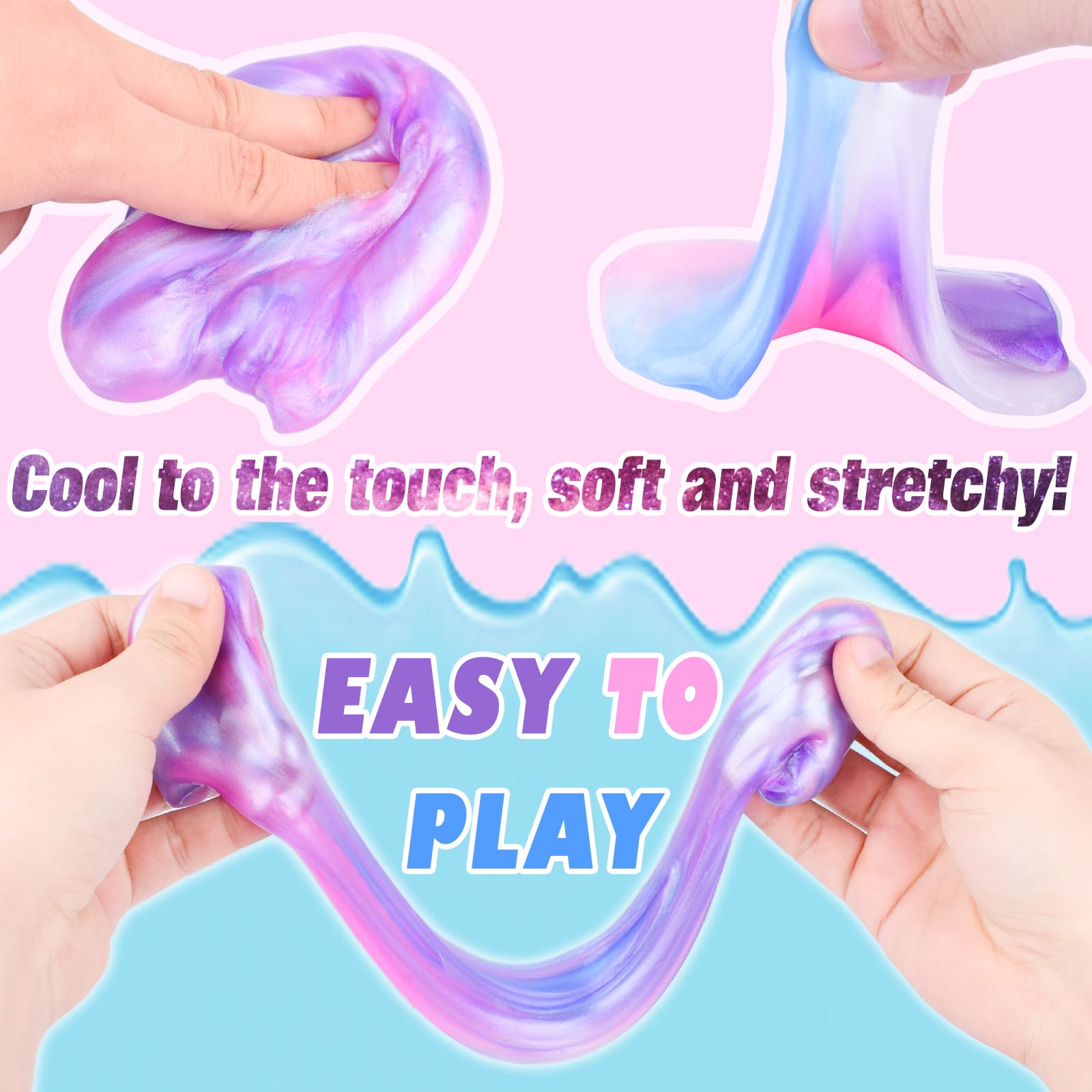 D'ALBA Unicorn Galaxy slime ball in container - easy storage keeps slime soft