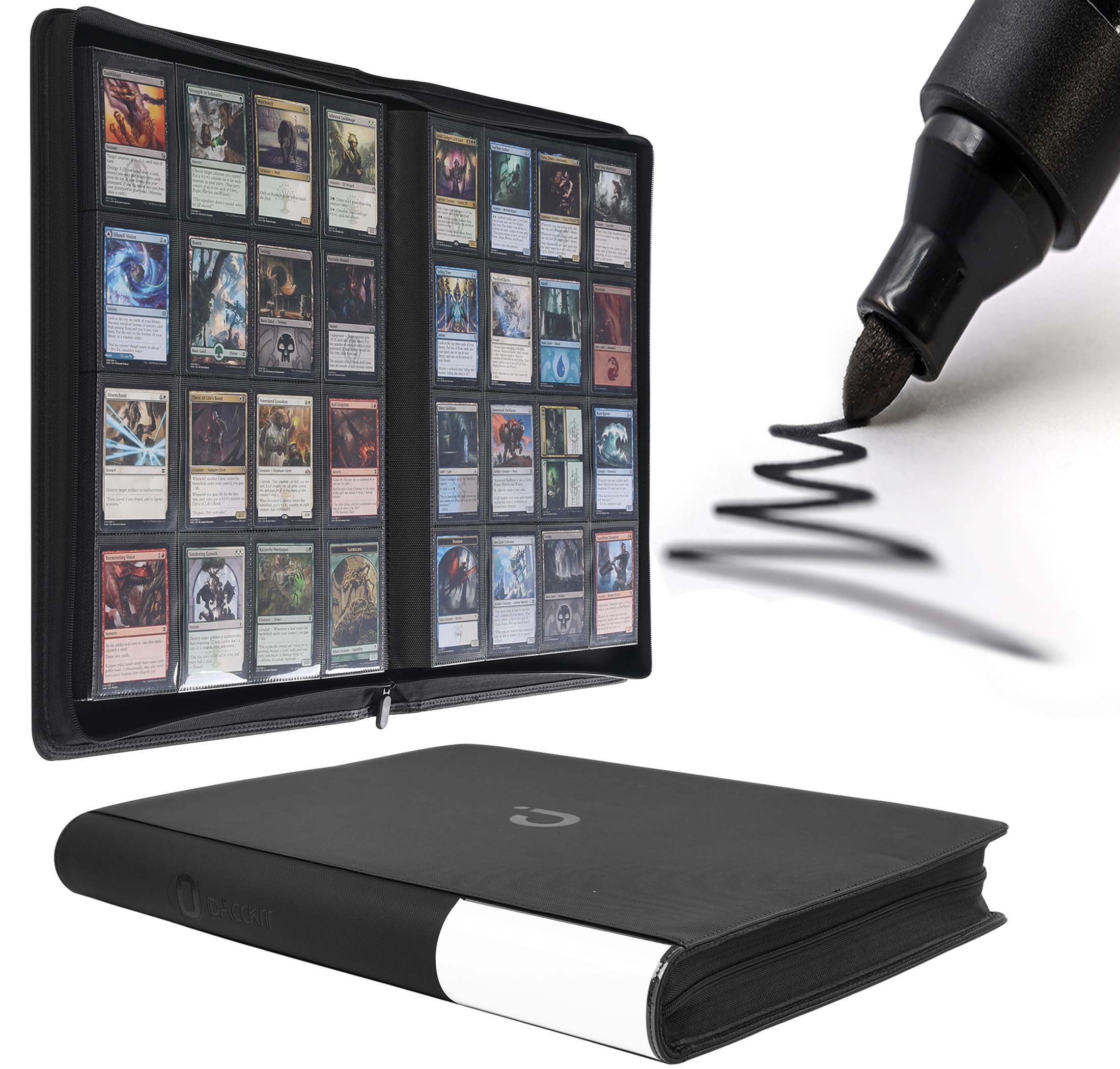 D DACCKIT Card Binder front cover with sturdy 16-pocket layout for easy viewing.