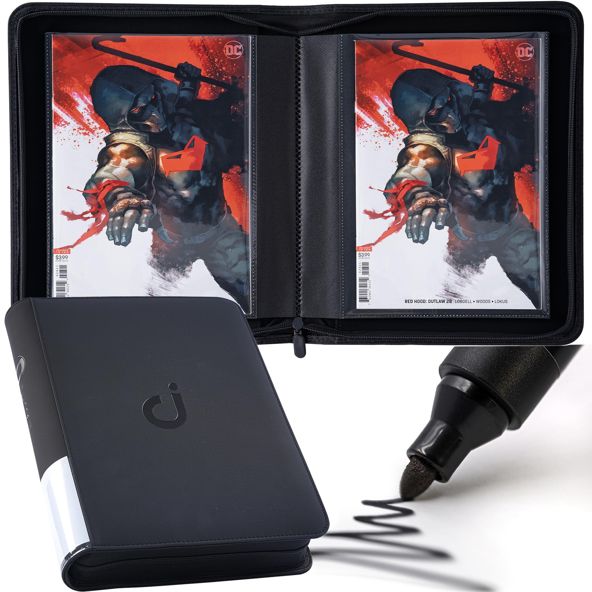 D DACCKIT comic binder classic black front cover for durable storage.