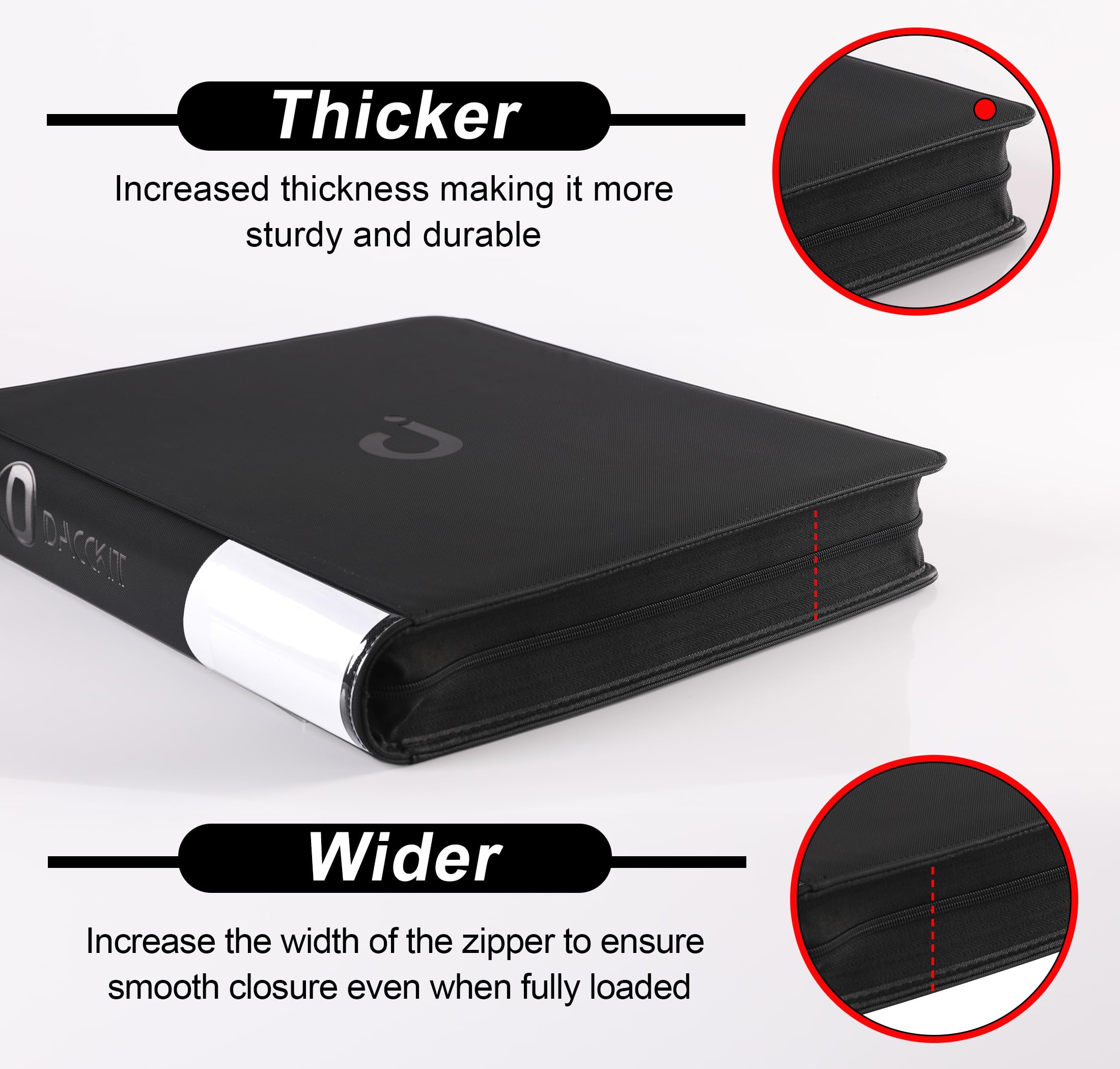D DACCKIT binder has side-label tabs for quick categorization.