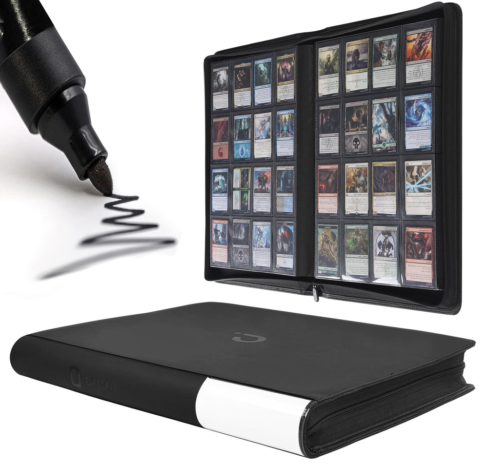 D DACCKIT Premium Card Binder front view with 16-pocket layout for easy organization